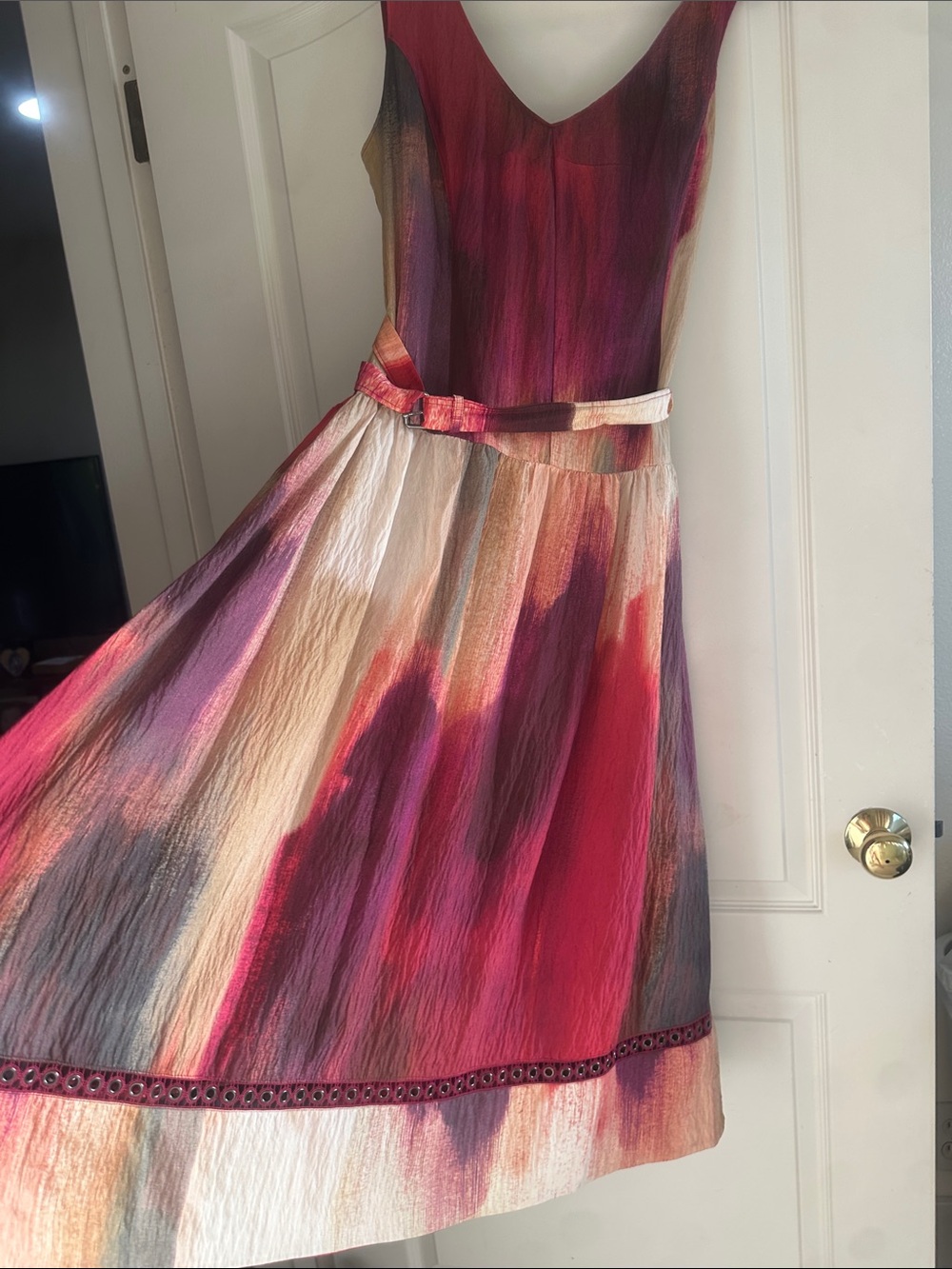 DKNY Red V-Neck Sleeveless Dress